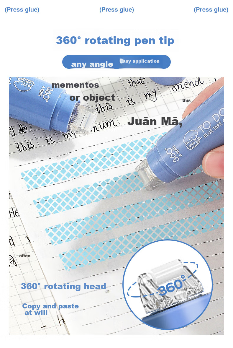 CHANGLi Gradient Push-Button Glue Refill, High-Quality Children's Craft Large Capacity Journal Glue Tape, Elementary School Student Error Correction Sticky Notes, Push-Button Double-Sided Tape, High Adhesio 4