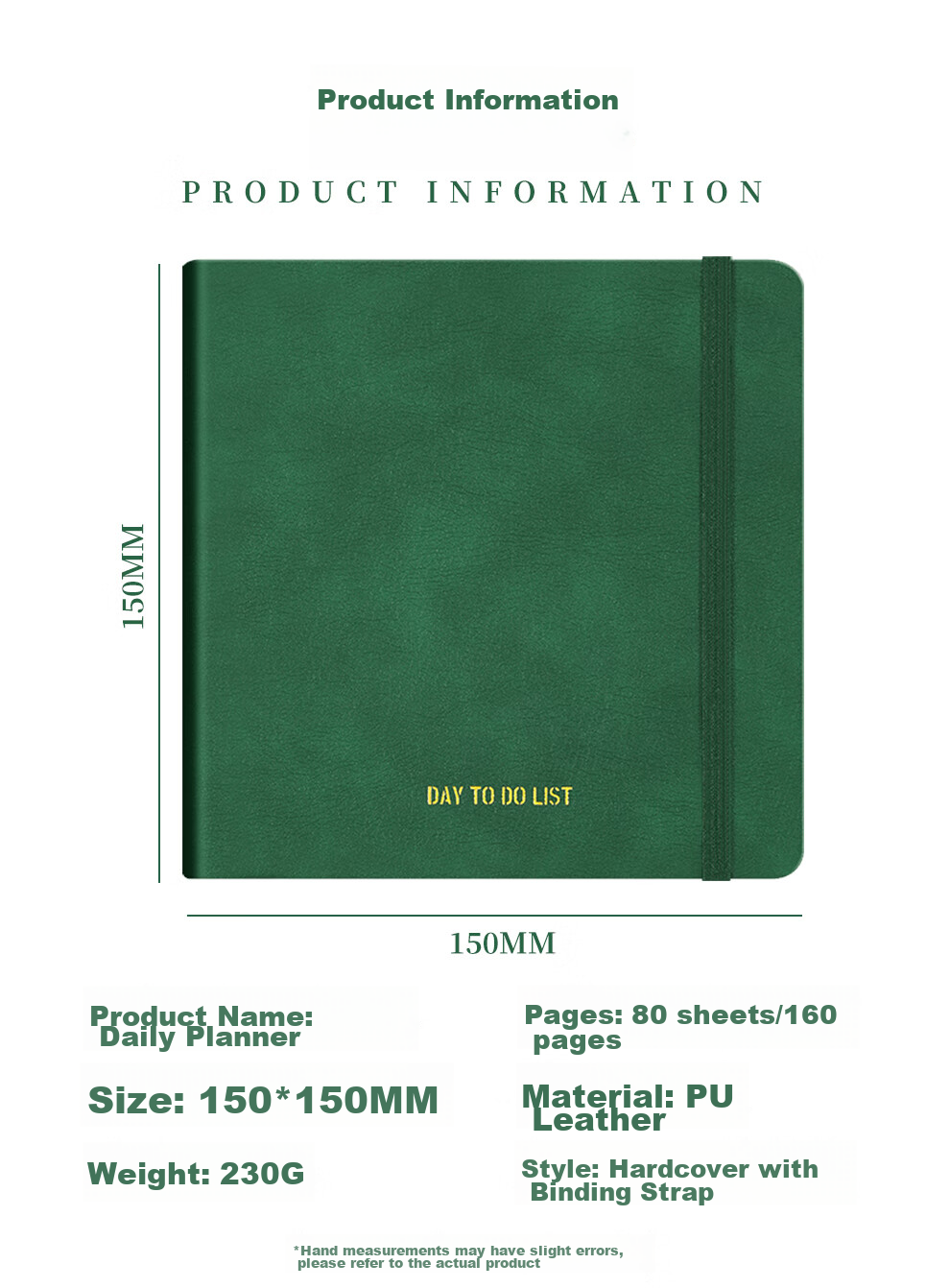 Zuolanzhe Daily Planner Portable Pocket Notebook Square Notepad Time Management Self-Discipline Check-In Schedule Book Handheld Journal Thick Diary Work Study Notebook Red 3