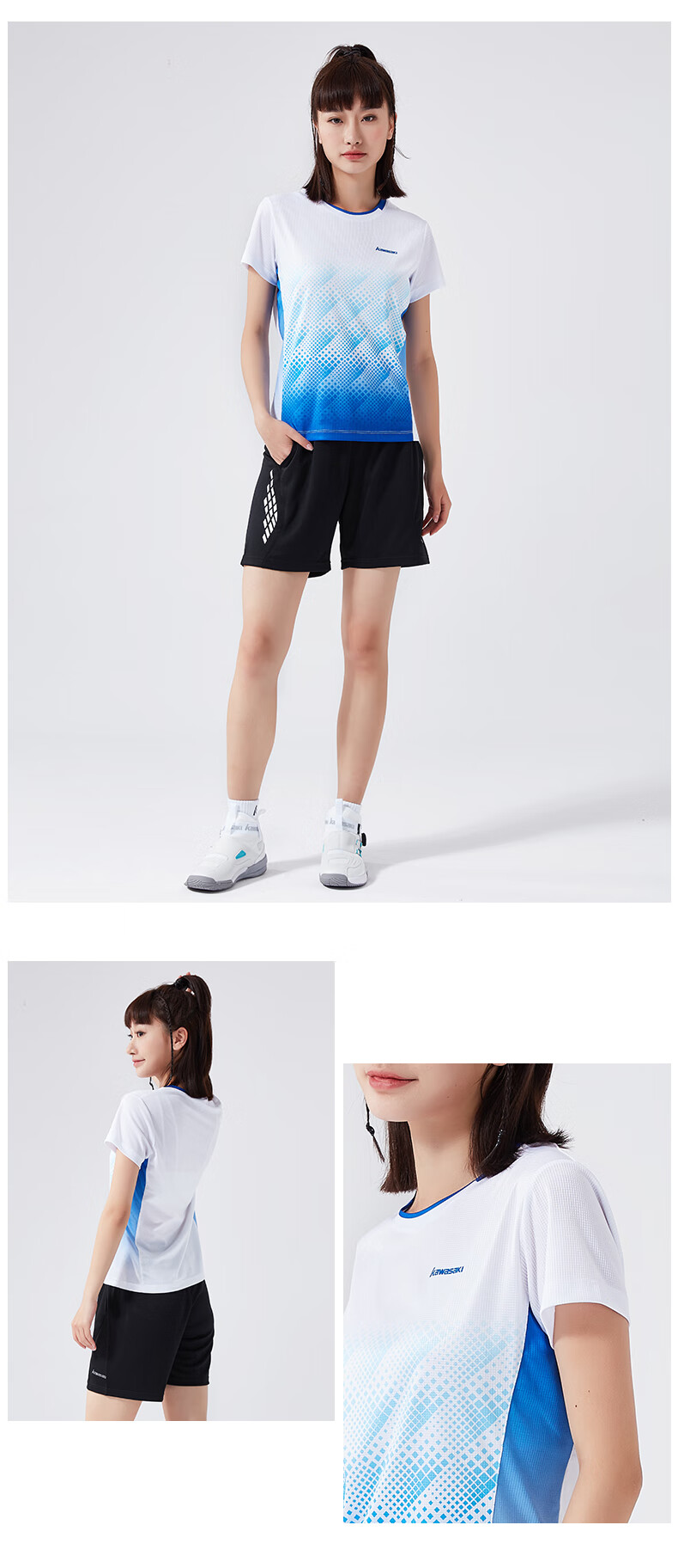 KAWASAKI Clearance Sale Professional Badminton Shirt, Women's Sports Short-Sleeve T-Shirt, Quick-Dry K2013, White, M 10