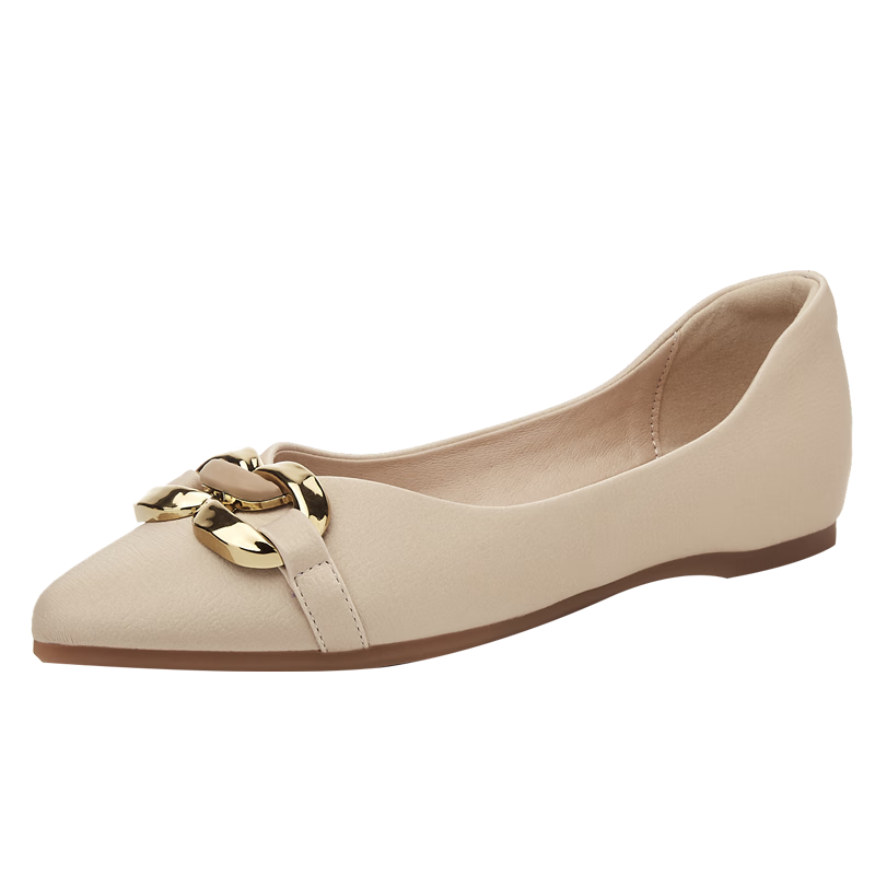 DAPHNE Flat Shoes Soft Sole Fashion Women's Single Shoes Professional Commuter Women's Shoes Pointed Toe Loafers 4623101057 Apricot Color Size 36