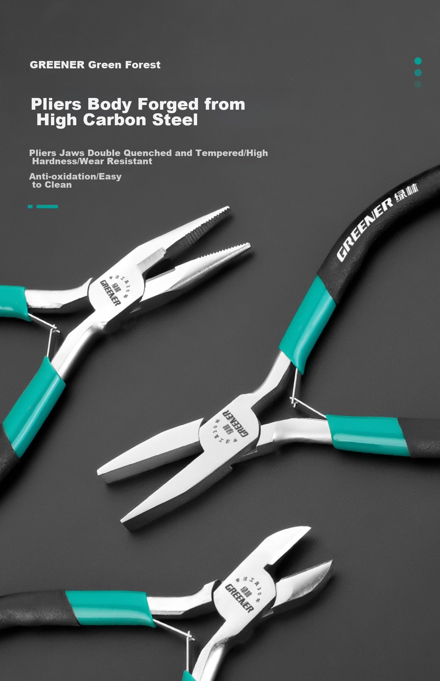GREENER Mini Pliers Set, Multi-Functional Household Wire Cutters, Flat-Nose, Round-Nose, And Curved-Nose Pliers, Practical Three-Piece Set for Hand Tools 7