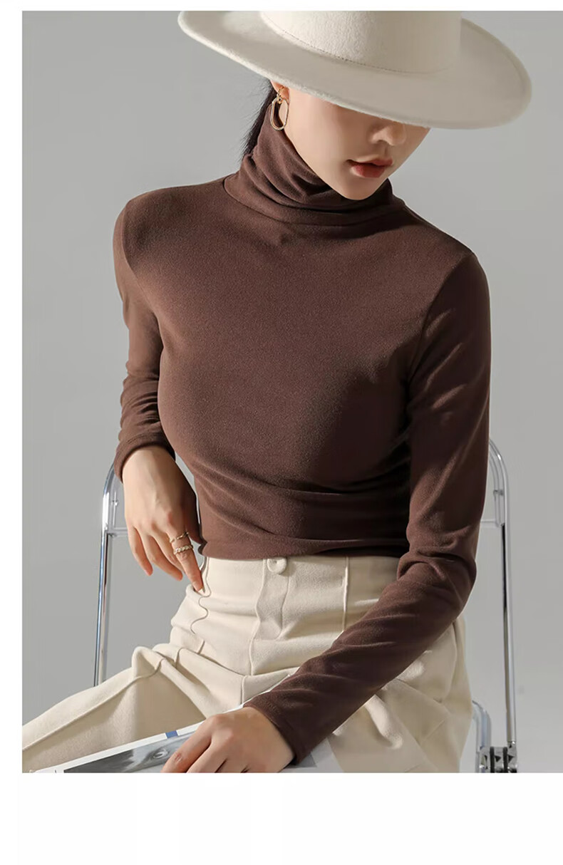 LangSha Turtleneck Base Layer for Women, Double-Sided German Velvet, Spring And Autumn Wearable, Inner Layer for Autumn, Long Sleeve, Turtleneck Top 17