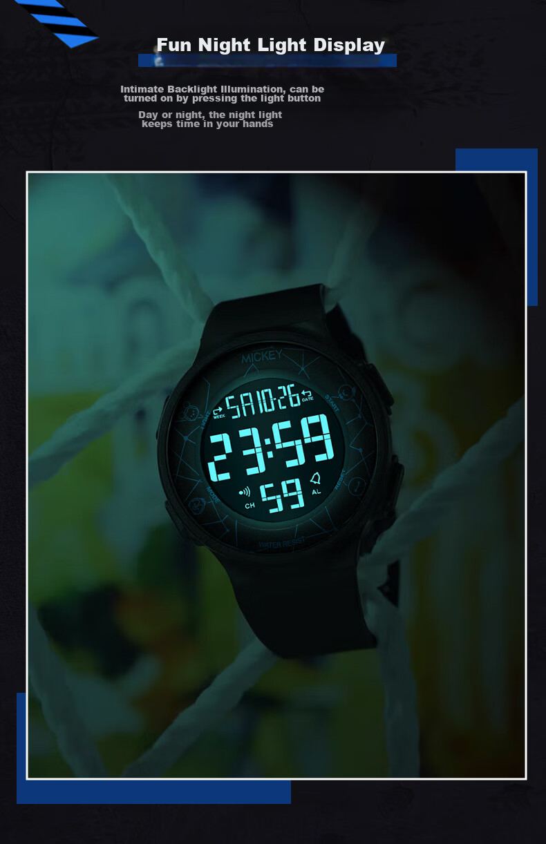 Disney National Day 2026 New Sports Digital Watch, Waterproof Watch, for Middle And High School Students' Exams, Children's Watch, Time-Telling 10