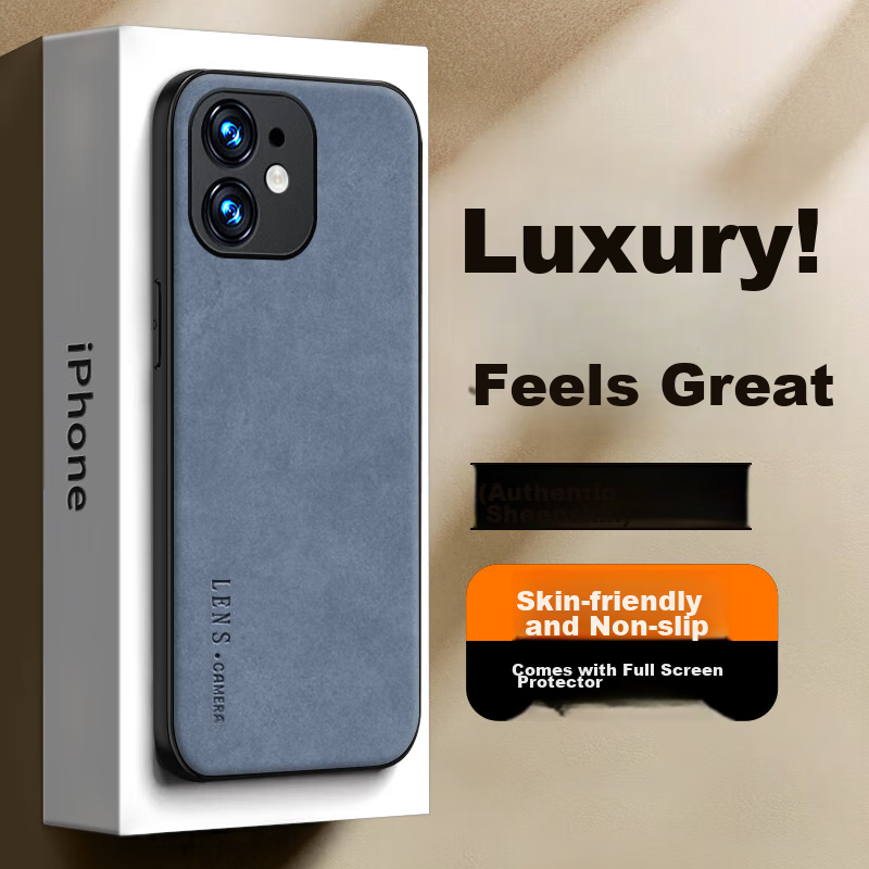 Чехол для iPhone 11 SHIYONG, силиконовый, с мягкими краями, защита всего объектива, противоударный, ультратонкий, кожаная текстура, синий