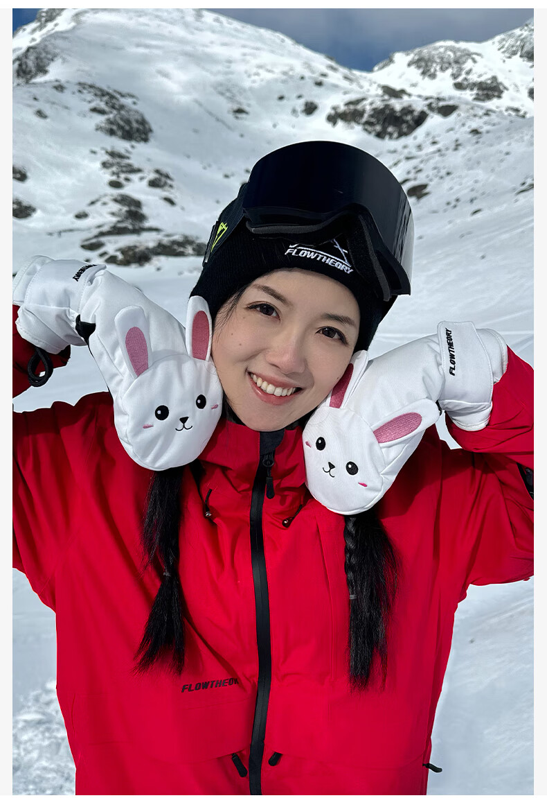 Flow Theory Waterproof Insulated Fleece-Lined Cute Cartoon Ski Gloves for Men and Women 9
