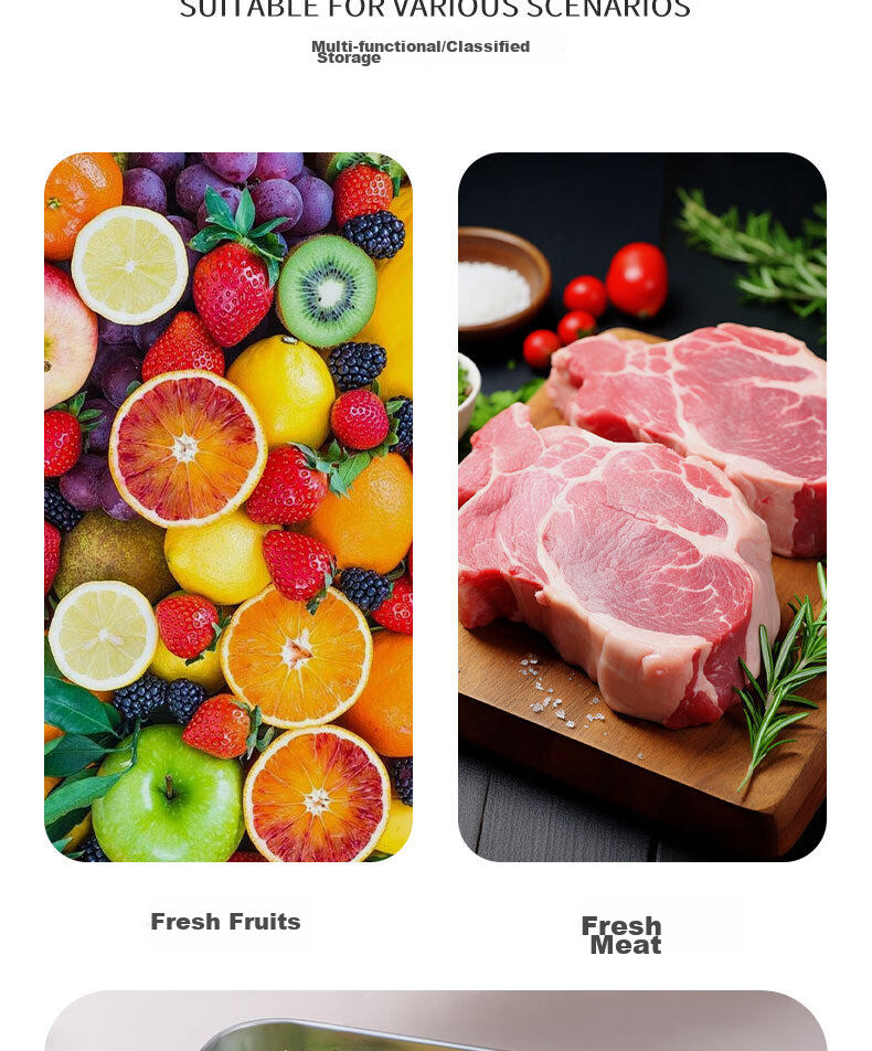 BJ Stainless Steel Rectangular Food Storage Containers, Extra Thick Tray Boxes, Vendors' Cold Dish Plates, Barbecue Plates, Large Size with Lids, Set of 6 7