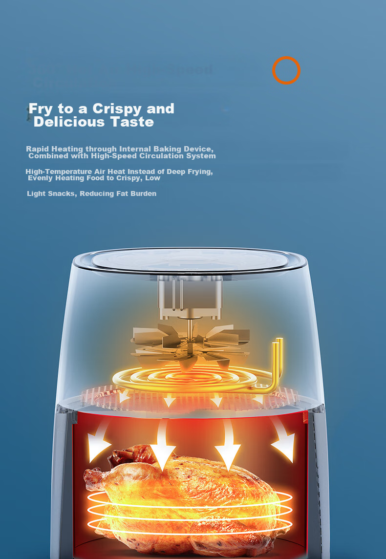 Joyoung 6L Large Capacity Air Fryer for Home Use, Precise Timing, Oil-Free, Low-Fat Frying, Baking, Multi-Functional Steaming And Roasting All-In Air Fryer KL-J63A 13