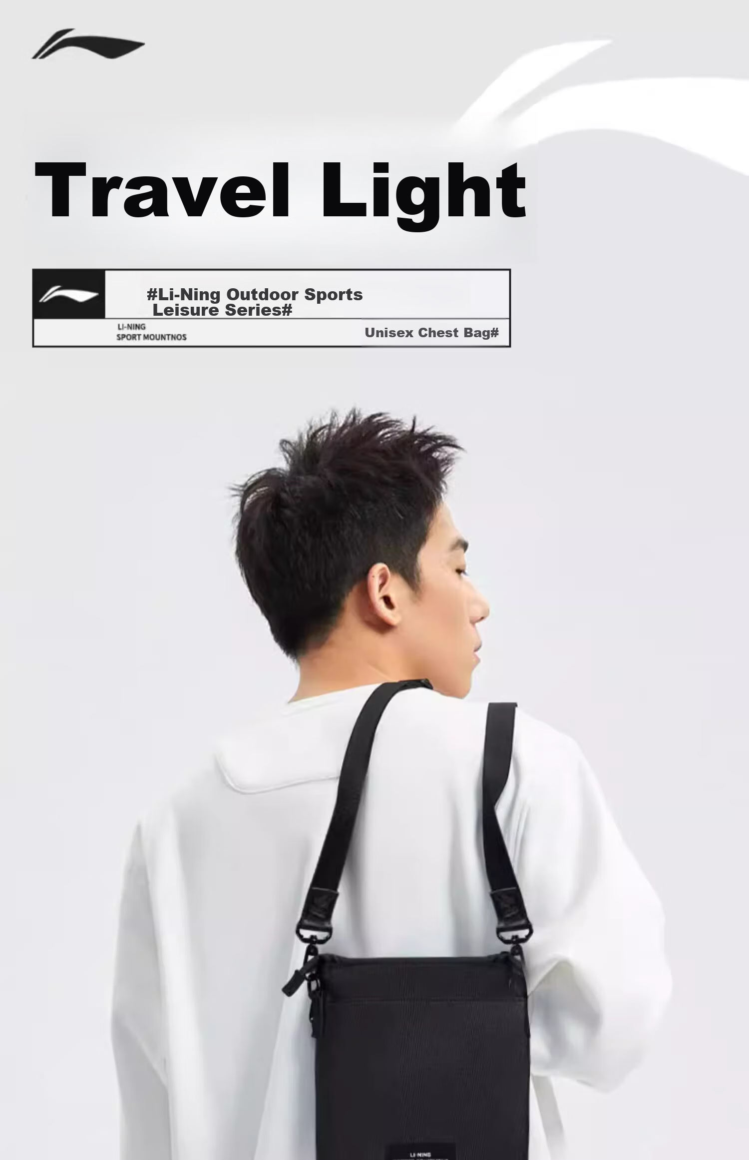 Li-Ning Crossbody Bag, Travel Bag for Men, High-End Business Shoulder Bag, Large Capacity Commuter Portable Bag, Personal Messenger Bag, Phone Pouch 2