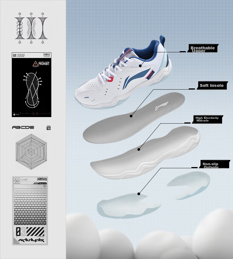 Li-Ning Badminton Shoes, Unisex Fly Leg Design, Non-Slip Wear-Resistant Tennis Shoes, Table Tennis Shoes, Low-Profile Flying Sports Shoes 5