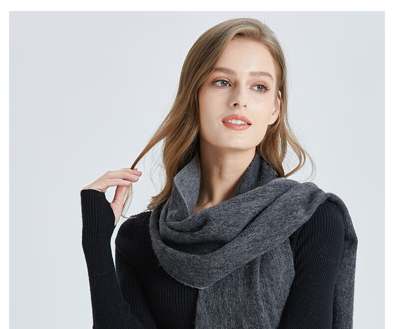 ELLE [Gift Box] 100% Wool Scarf for Women, Double-Sided Autumn And Winter Thick Warm Shawl Neck Wrap Gift Mid-Autumn Festival 6