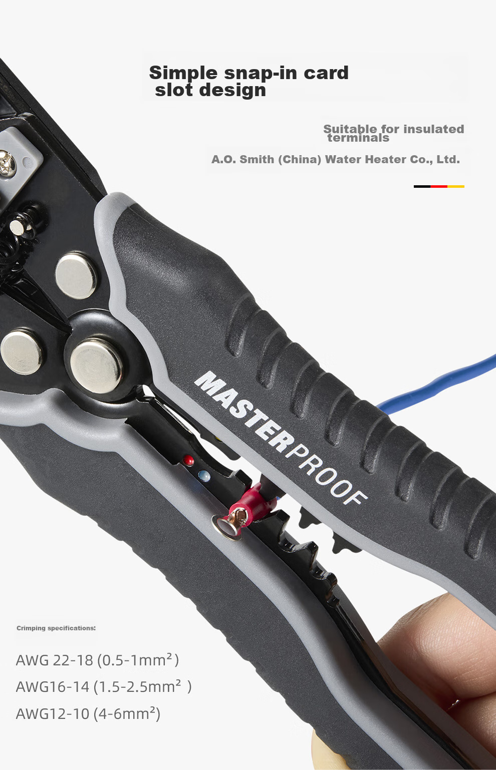 MASTERPROOF Automatic Wire Stripper, Electrician's Specialized Wire Stripping Pliers, Wire Pulling Pliers, Wire Crimping Pliers, Wire Cutting Pliers, Terminal Stripper, Wire Peeling Pliers, Wiring Tool 7