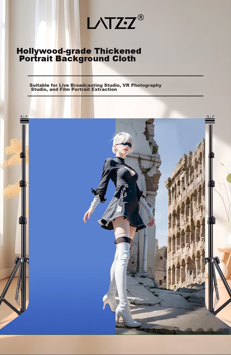 LATZZ 1.6*2 Meter Blue Backdrop Cloth, Photo Backdrop, Chroma Key Cloth, Thickened Solid Color Photography Backdrop, Portrait ID Photo Shooting Background, Portable Blue Cloth 2