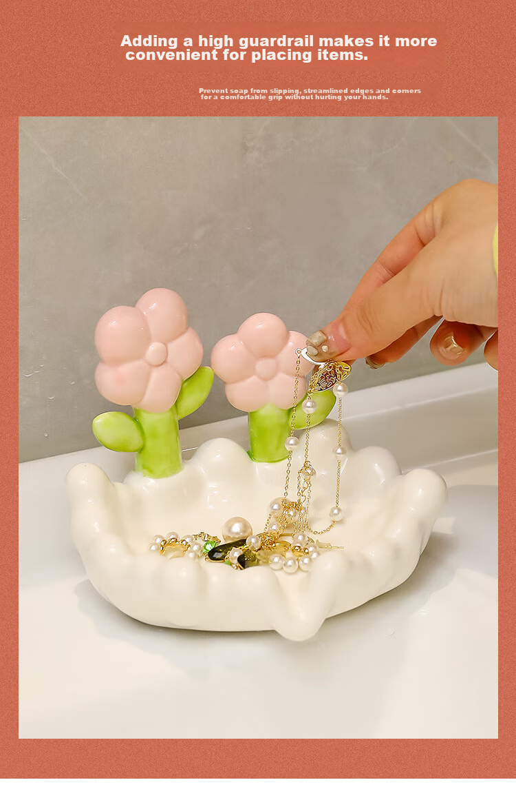 Fanyejia Ceramic Soap Dish, Golden Draining Soap Tray, Storage Rack, Household Bathroom Washbasin Soap Holder 8