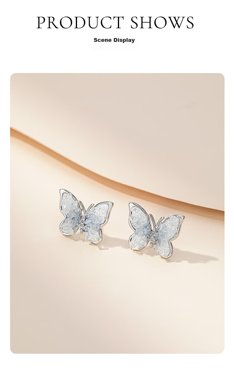 Qlady Crystal Butterfly Elegant Stud Earrings for Women, Pure Silver Earrings, New Style 2026 New Year High-End Silver Jewelry Earrings, Unique Ear Studs 5