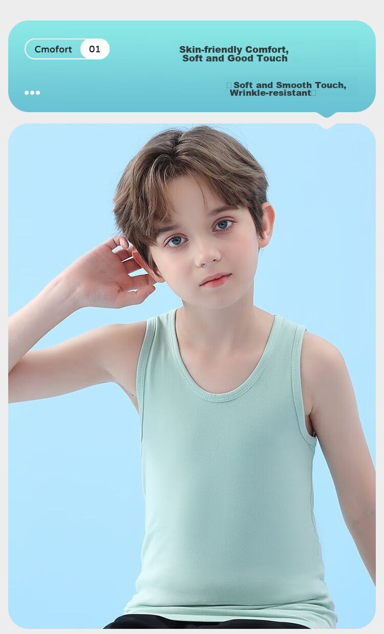LangSha Children's Tank Top, Boys' Summer Thin Cotton Plain Color Baby T-Shirt, Student Undershirt Vest, White, Size 170 5