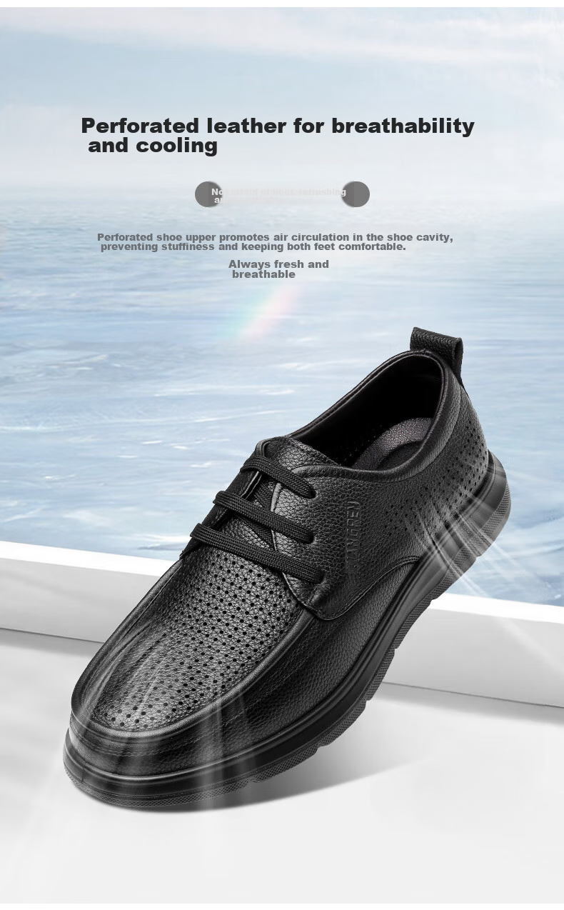 Qiangren Business Leather Shoes for Men, Soft Upper And Sole, Sheepskin Commuter Leather Shoes, Breathable Casual Men's Shoes JDA351339 Black 39 6