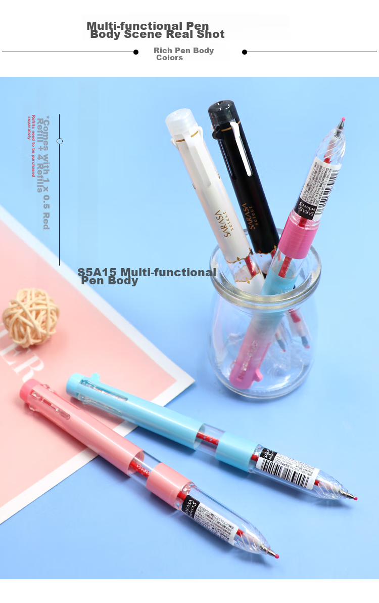 ZEBRA 5-Color Multi-Function Pen Barrel SARASA Series Colorful Gel Pen Barrel (Refill RNJK5) S5A15 Gradient Pink Barrel (Buy One Get One Free) 2