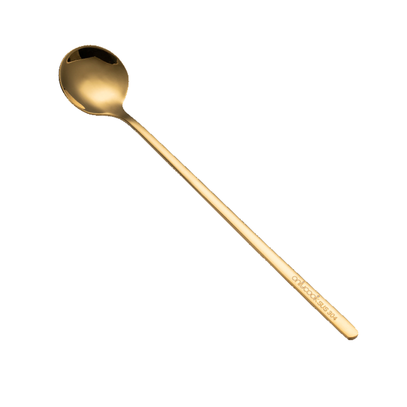 Onlycook 304 Stainless Steel Long Handle Mixing Spoon, Coffee Spoon, Seasoning Spoon, Ice Scoop, Dessert Honey Spoon, Original Color 24cm