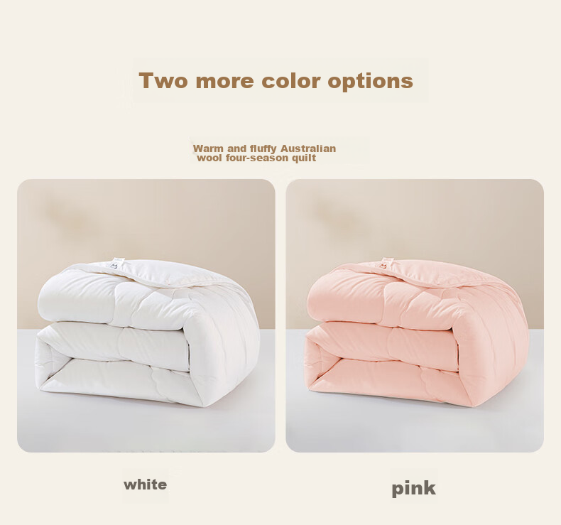 LOVO Luolai Home Textiles, 100% Australian Wool All-Season Comforter, 3 Jin (1.5 Kg), 150*215cm, White 11
