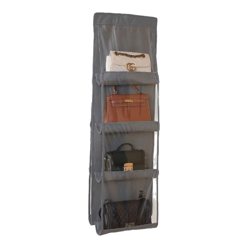 Shuranjia Handbag Storage Hanging Bag, Double-Sided Multi-Layer Transparent Dust-Proof Bag, Hanging Closet Organizer for Bags, 8 Compartments