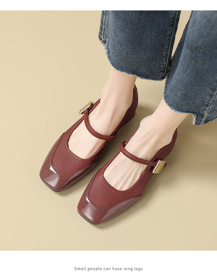 ZHR Mary Jane Shoes for Women, Elegant Shallow Mouth Chunky Heel Pumps, Square Toe Women's Shoes, K283, Beige, Size 36 13