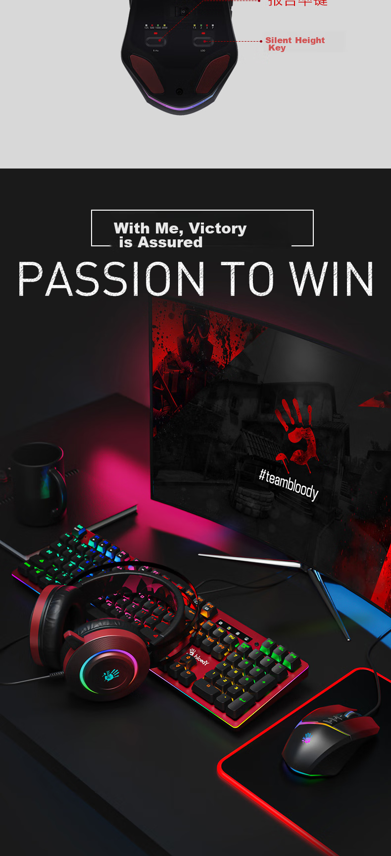 A4TECH V8MMax Large Right-Hand Wired Mouse, Gaming Mouse, E-Sports Mouse, Triangular Mouse for Gaming, Blood Hand Phantom, Black, Wired 11