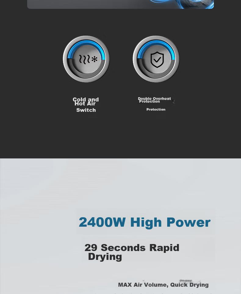 AUX Hair Dryer, High-Speed 2400W for Home Use, Salon-Grade, Constant Temperature, Hair Protection, Hot And Cold Air, Professional-Grade Blow Dryer for Barbershops, Powerful Airflow, Birthday Gift 4