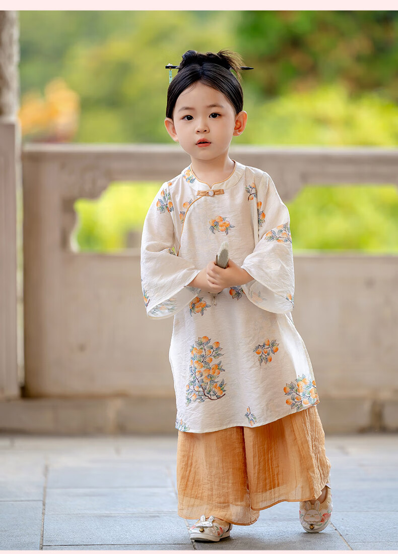 Menghu Ruoli Hanfu Girls' 2026 Spring New Chinese-Style Set, Vintage-Style Long-Sleeve National Style Parent-Child Outfit, Pink Floral Pattern, Size 150 3
