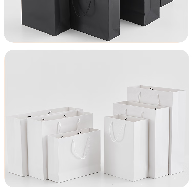 Yougema Black Handbag Gift Bag Thickened, Conference Business Gift Bag Clothing Liquor Tea Shopping Bag Gift Paper Packaging Bag, Vertical Style Medium Size 10 Pieces, 28*10*33cm 3