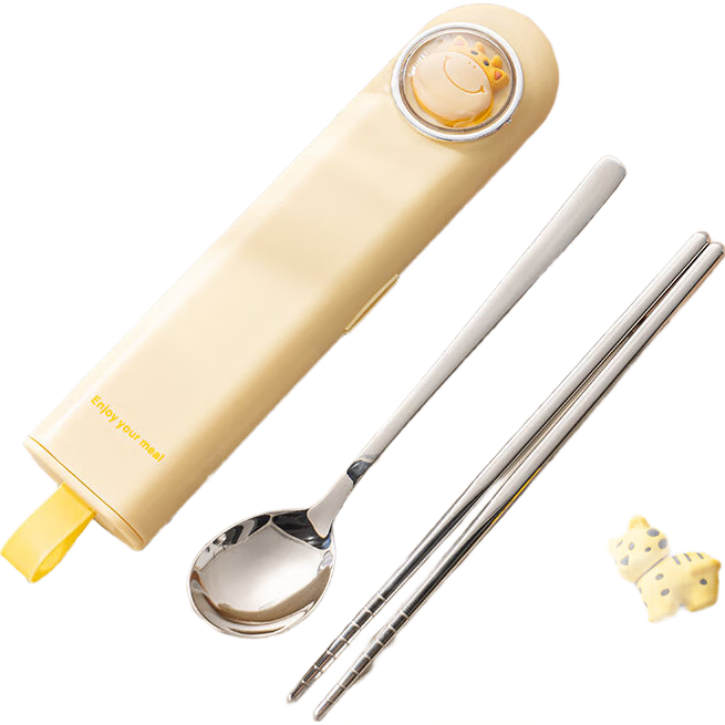 Guangyi Chopsticks, Tableware Set for Students, 304 Stainless Steel Chopsticks And Spoon Set, Portable Cutlery for Office Workers GY7312