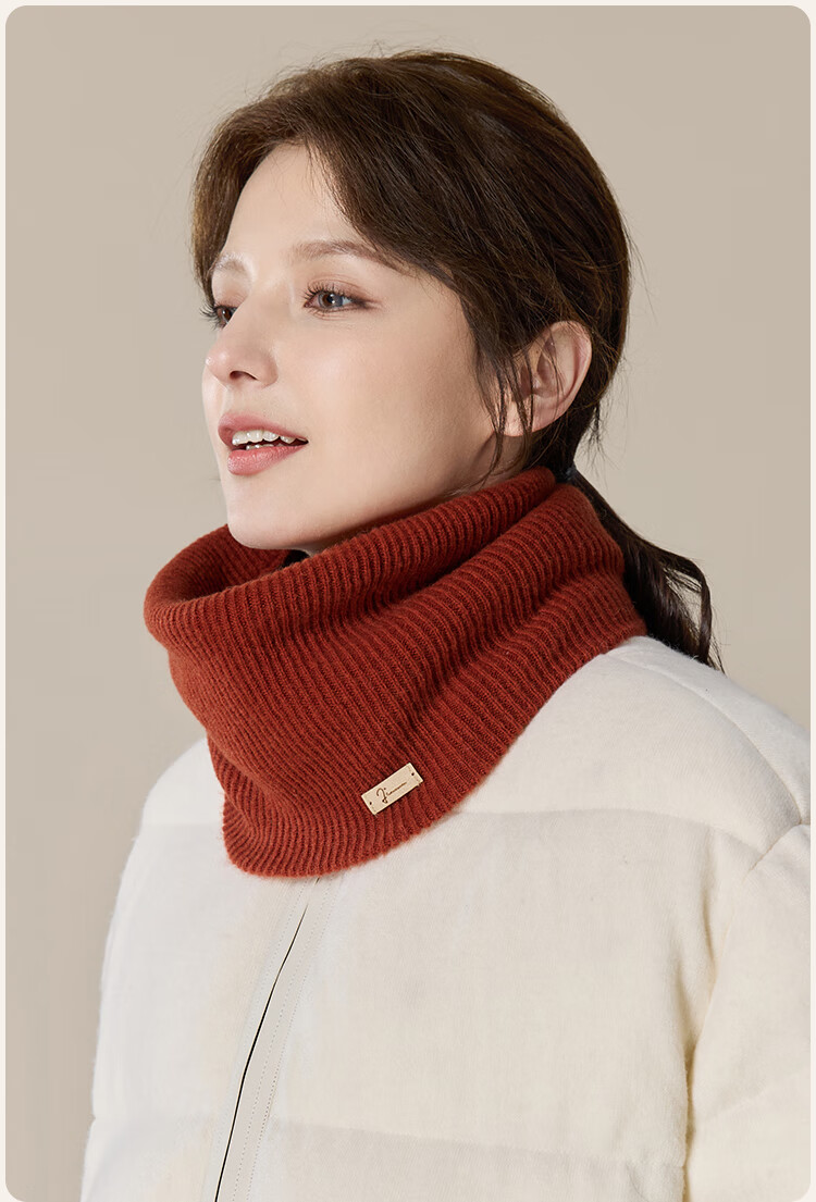 JIUMU Pure Wool Warm Neck Gaiter for Women, Autumn And Winter Thickened Cold-Proof Neck Protector, Winter Outdoor Scarf for Wome 18