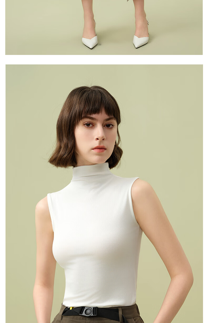 MONTAGUT Modal Cotton Camisole Tank Top for Women, Thin Inner Wear, Sleeveless Undershirt, Half-High Collar Top for Summer 14