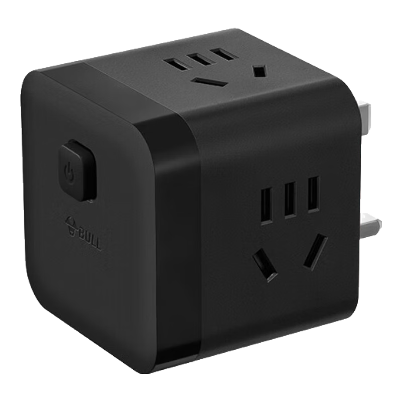 BULL 3-Prong UK Travel Adapter Power Converter Cube Socket Extension Cord Suitable for UK/Singapore/Hong Kong, Etc. Black Master Switch