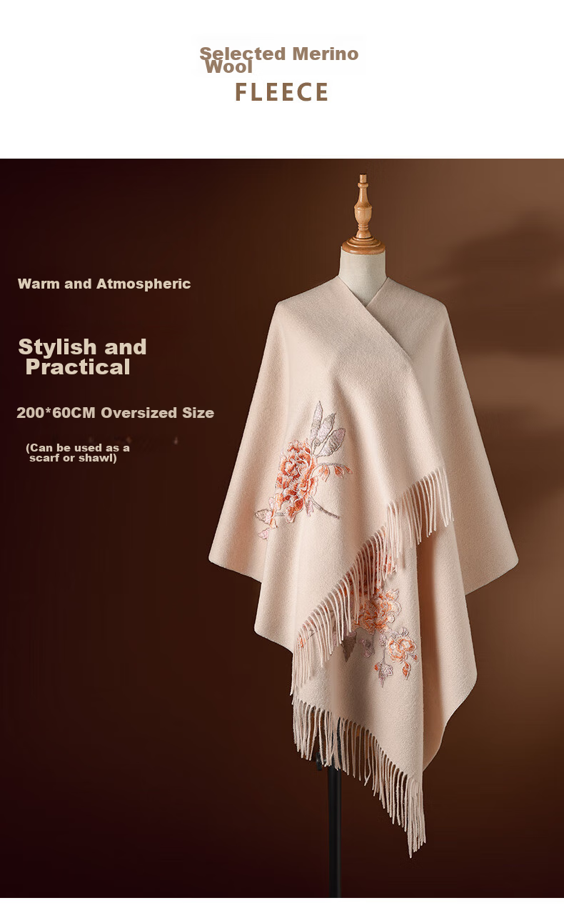 Hangsifu Pure Wool Scarf, Large Size Wrap Shawl, Practical Birthday Gift for Elders And Mothers, Mid-Autumn Festival Gift Box Set 34