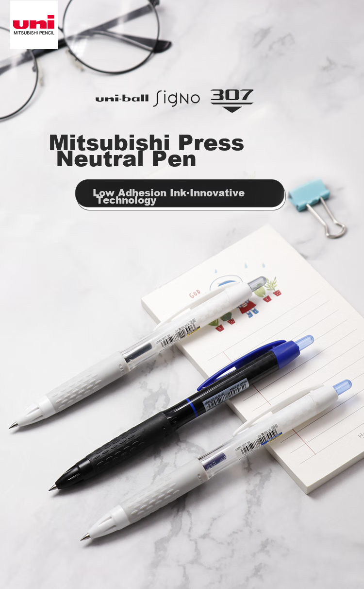 Uni Mitsubishi UMN-307 Black Gel Pen, Stylish 0.5mm Signature Pen, Business And Student Office Pen, Office Supplies Stationery Set, 3 Pens 1