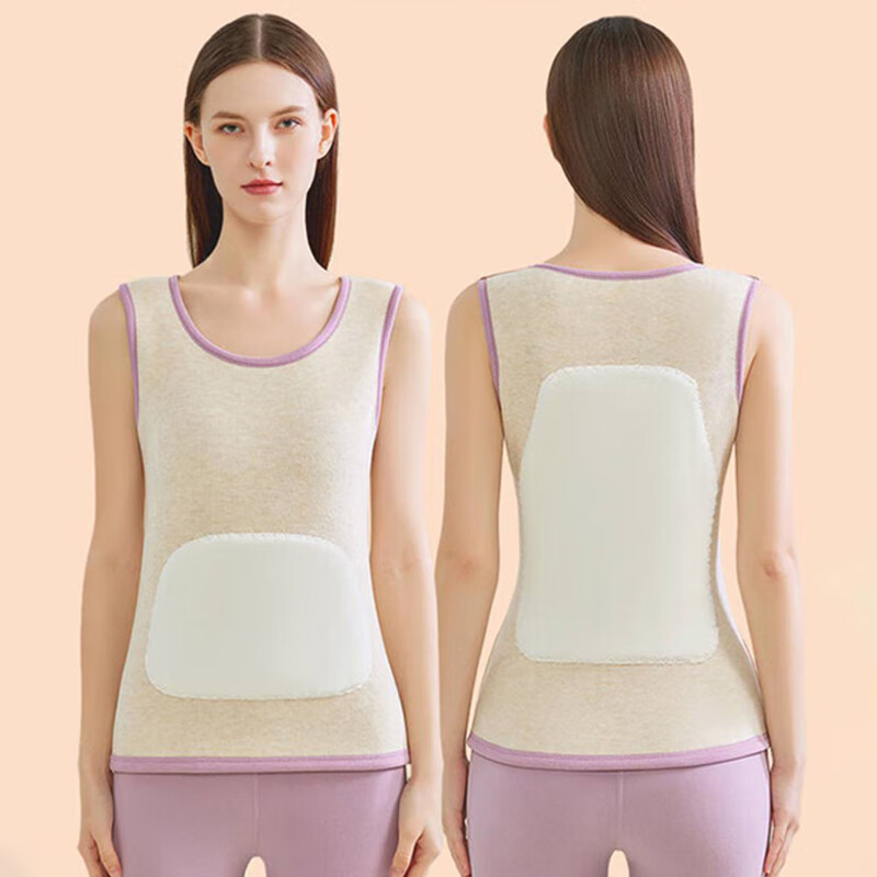 Zaisuo Women's Wool and Silk Warm Vest Patch Waist and Abdomen Protector Double-Sided Brushed Sleeveless Thermal Base Layer Autumn Winter