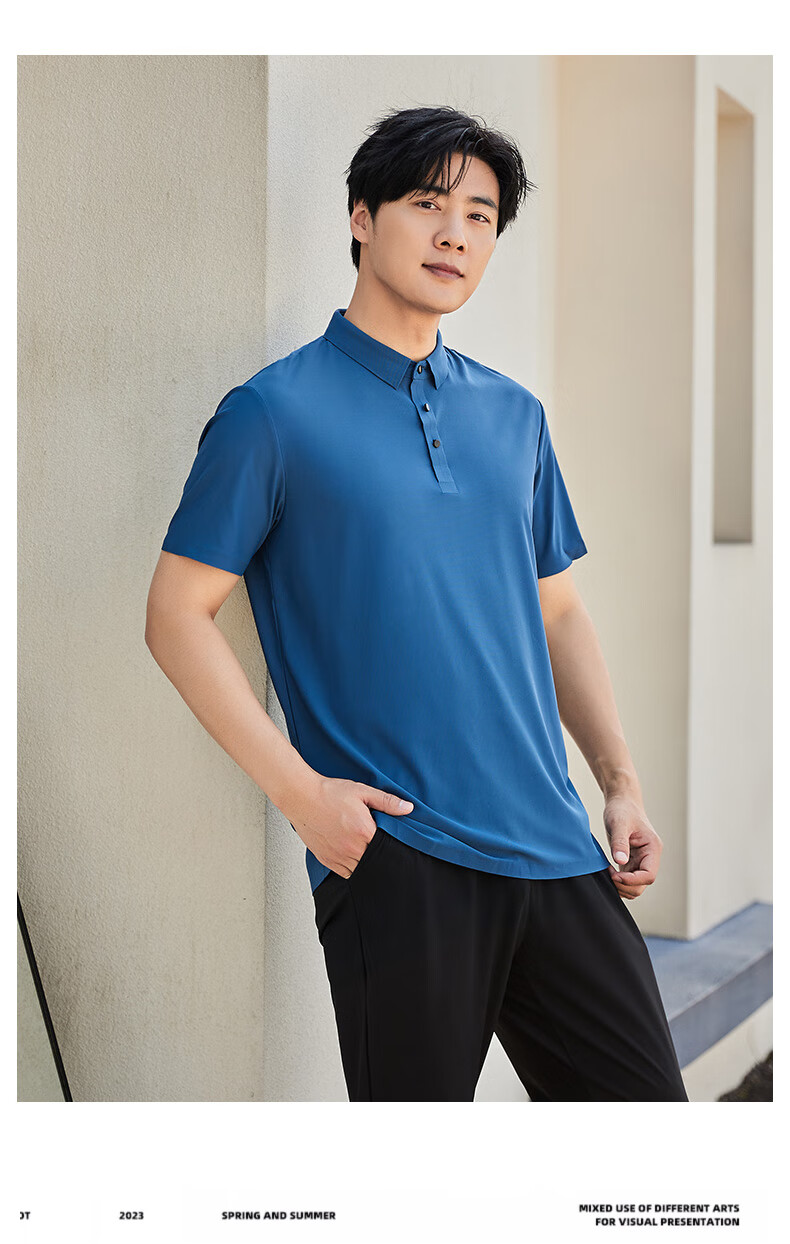 LangSha Men's POLO Shirt, Summer T-Shirt, Sports Quick-Dry Collared Short Sleeve, Ice Silk Breathable, Running Fitness Father's Day Gift 13