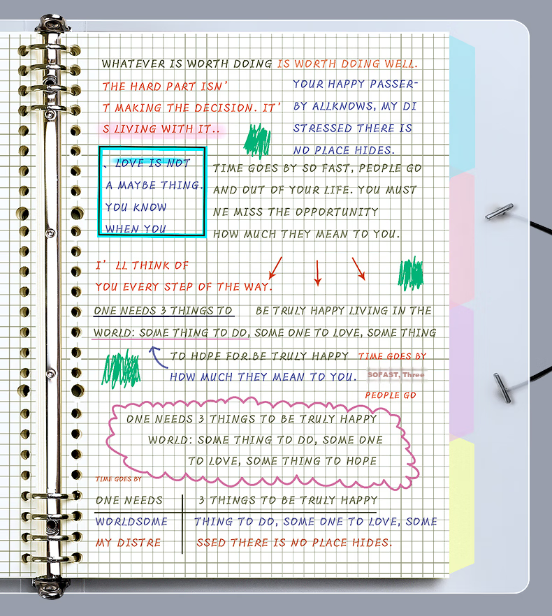 Wengu Notebook A4 Student Stationery Exam Research Thick Journal Detachable Iron Clip Loose-Leaf Notebook Cover with 9 Holes Lightweight Simple Ins Style Non-Slip Shell A4-9H 11
