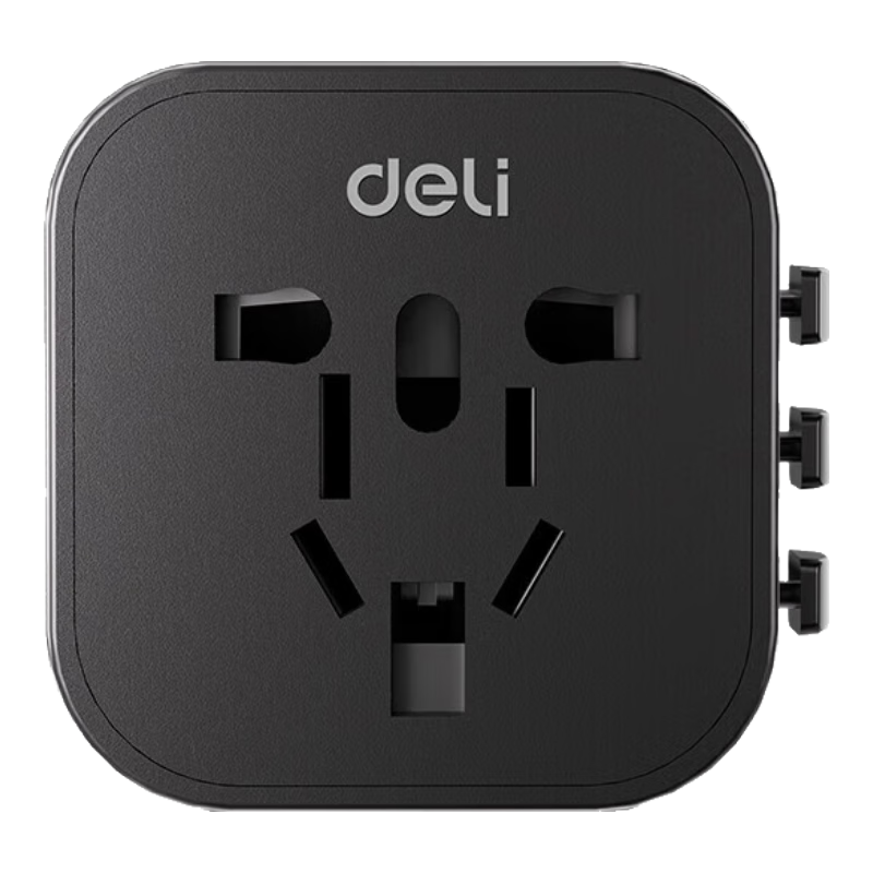 Deli Global Travel Adapter Multi-Country Plug Converter for Study Abroad / International Travel Adapter / Compatible with UK, US, Australia, Japan / 1 to 1 Set Black LU5031