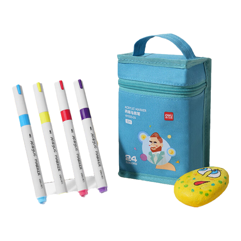 Deli 24-Color Acrylic Markers, Watercolor Pens, Easy-Grip Round Barrel, Student Tree Children's Coloring, Hand-Drawing DIY Fluorescent Highlighters, Bagged HM330-24 Watercolor Pens, Art Education Graduation Gift