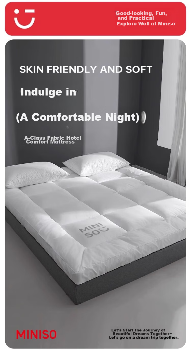 MINISO Star-Rated Hotel Grade Class A Antibacterial Mattress Pad, Soft Bed Mat, Double Bed Pad for 1.8x2 Meter Bed 3