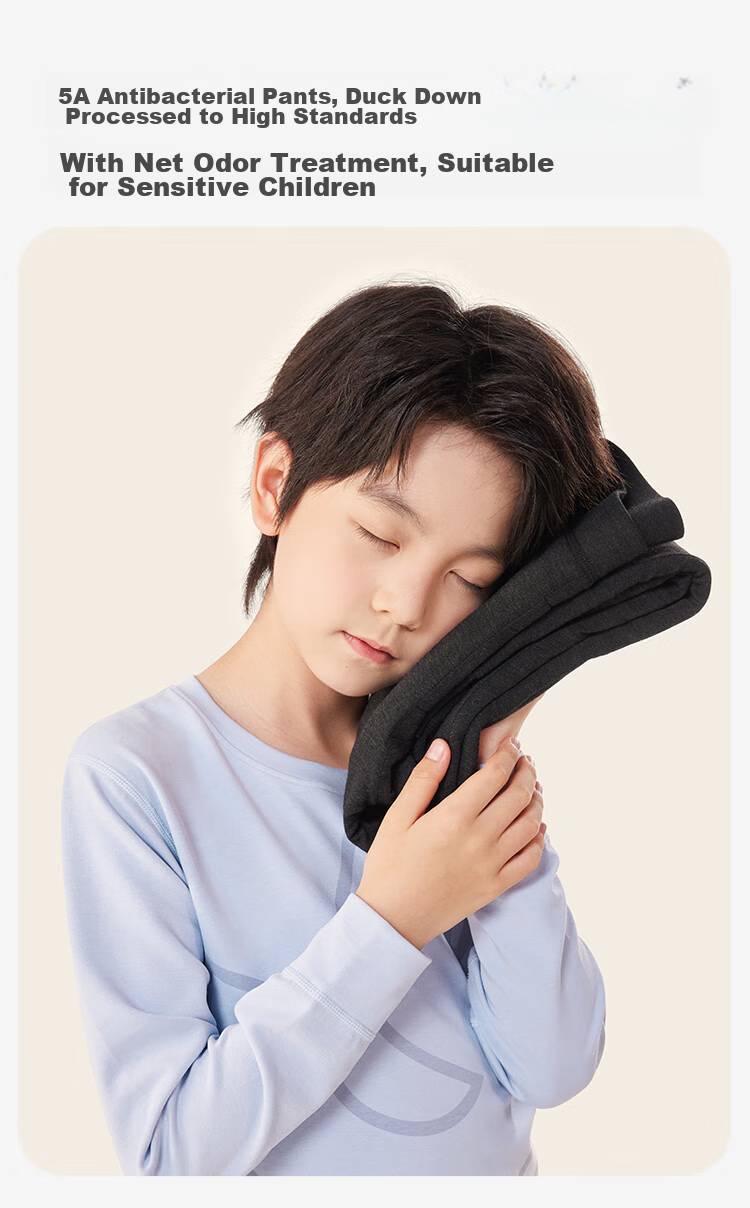 Jiusuiban down Knee Pads, Children's Thermal Pants, Boys' Autumn And Winter Double-Layer Antibacterial Thick Cotton Pants, Youth School Uniform Base Layer Pants 10