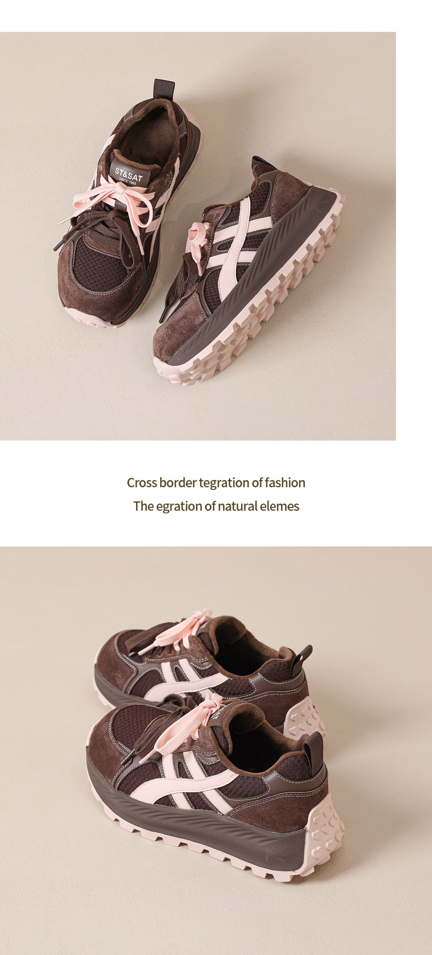 Saturday Comfortable Retro Thick-Soled Fleece-Lined Derby Shoes for Women Autumn Winter High-End Versatile Casual Warm Cotton Shoes Coffee Color Size 37 6