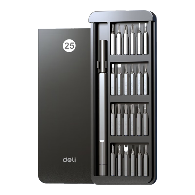Deli Screwdriver Set, 25-In Laptop Disassembly Precision Screwdriver Set, Including Phillips, Flathead, Hex, Torx, And Multi-Functional Bits