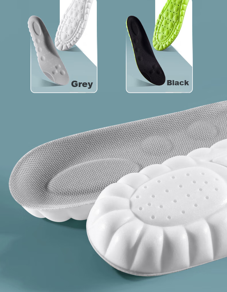 IQGD 2 Pairs of Insoles for Men, Sports Shock-Absorbing Soft Cushioning, Long-Standing Odor-Resistant Breathable Military Training 6039, 2 Pairs Gray, Size 37-38 17