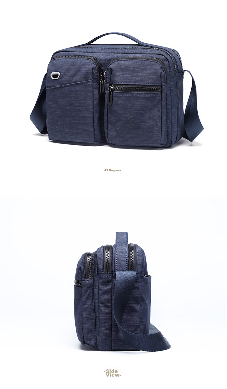 GOLF Nylon Shoulder Bag, Large Capacity Messenger Bag for Men, Multifunctional Crossbody Bag, Model 5I396466J, Blue-Gray Color 17