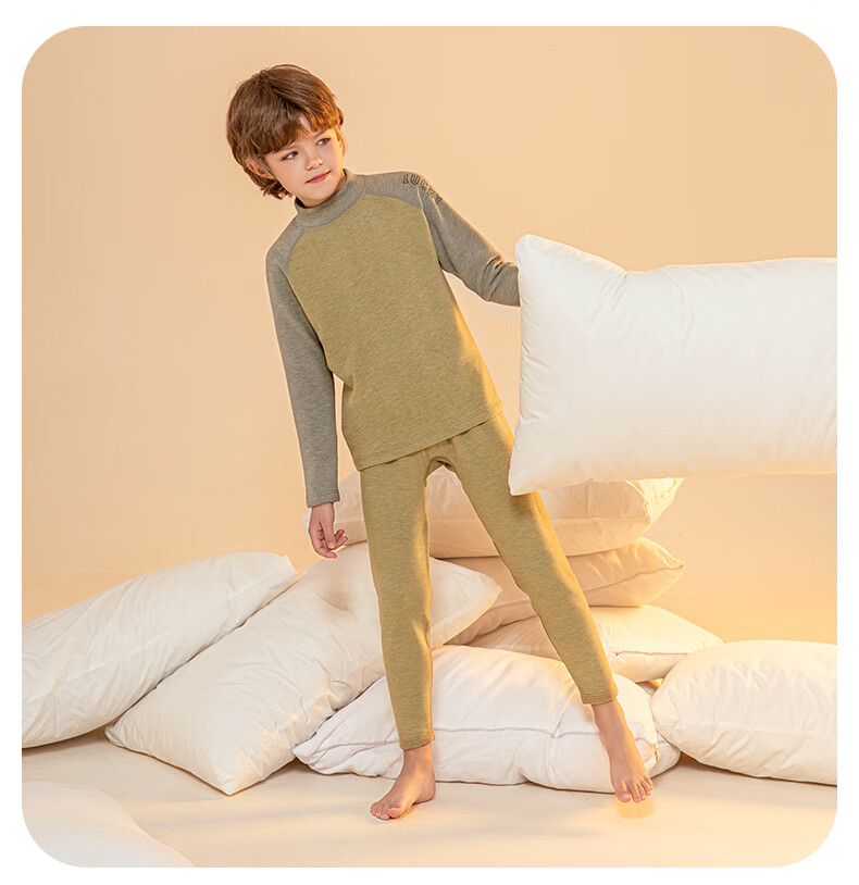 YING BO LUN Girls' Thermal Warm Underwear Set Autumn Winter Long Johns for Girls Champagne 130 7