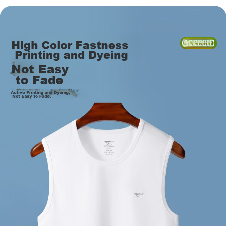 SEPTWOLVES Men's Sports Wide-Shoulder Tank Top, Casual Cotton-Modal Round Neck Versatile Athletic Undershirt for Home Wear 13