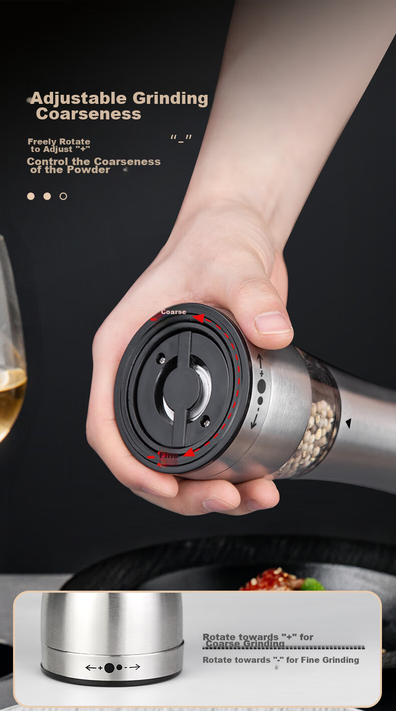 Maomiyoupin Stainless Steel Pepper Grinder, Manual Pepper Mill, Black Pepper Powder Maker, Sichuan Peppercorn Grinder, Sea Salt Shaker, Seasoning Bottle 3