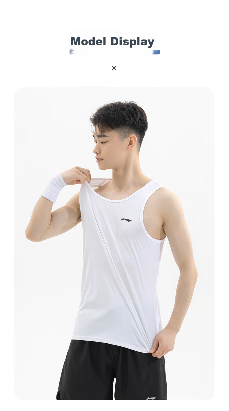 Li-Ning Tank Top for Running, Summer Style, Unisex Fitness Workout Breathable Cool Sleeveless Top Base Layer Martial Arts Sports Vest 12